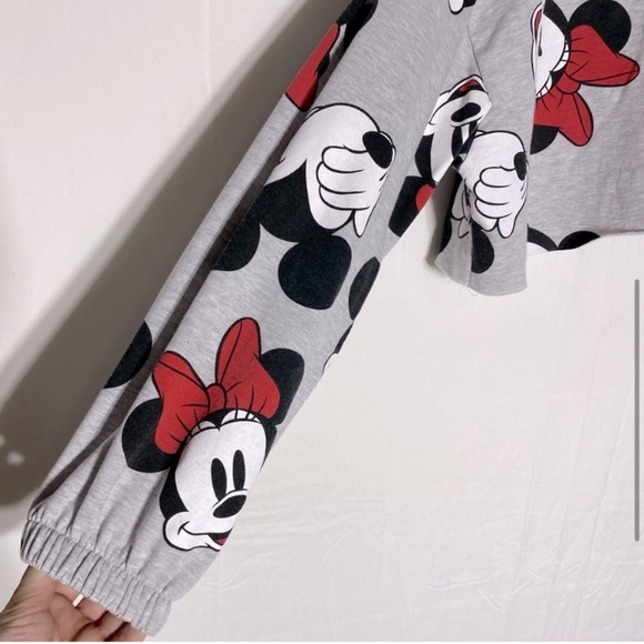 Disney Grey DIY Cropped Mickey Minnie Mouse Hoodie XL - Picture 5 of 14